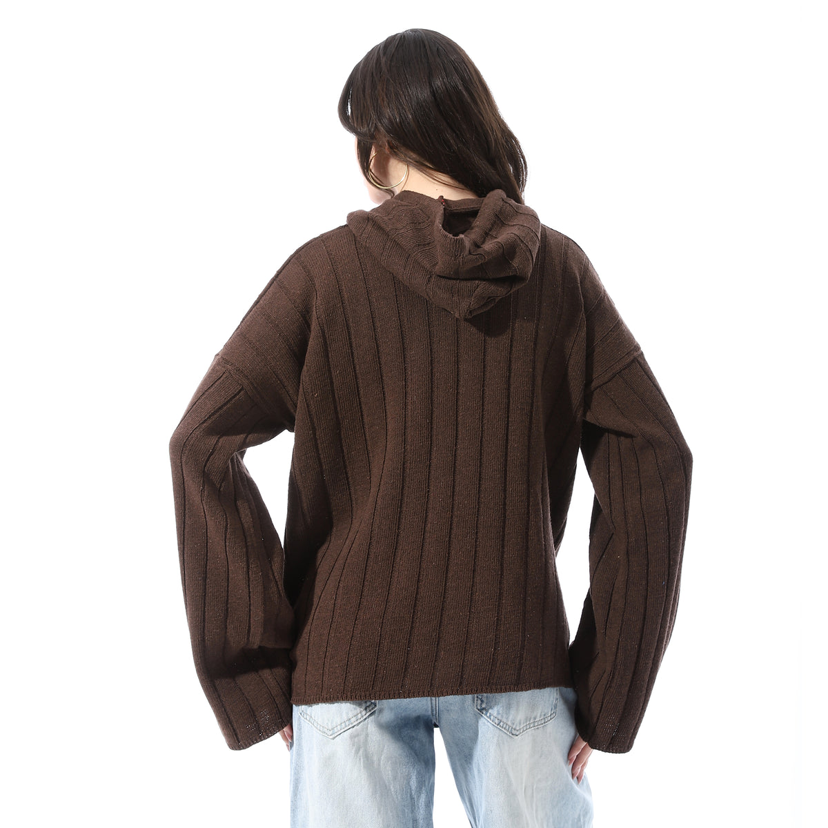 Chunky_vertical_rib-knitted_Pullover_-_Brown
