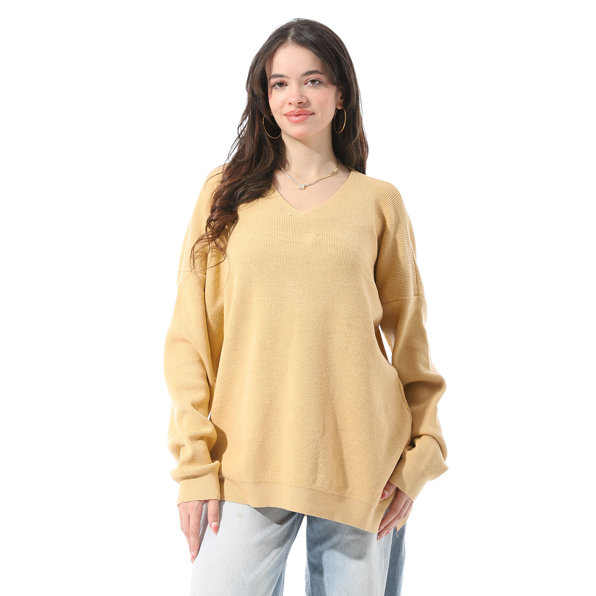 Dropped_Shoulders_Relaxed_Fit_Pullover_-_Yellow