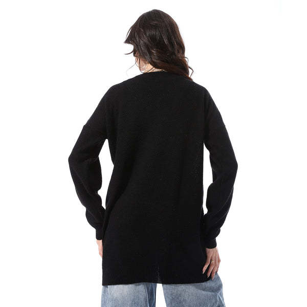 Knitted_Loose_V-Neck_Pullover_-_Black