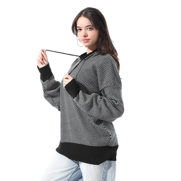 Checkerboard_Pattern_Slip_On_Hoodie_-_Black_&_White