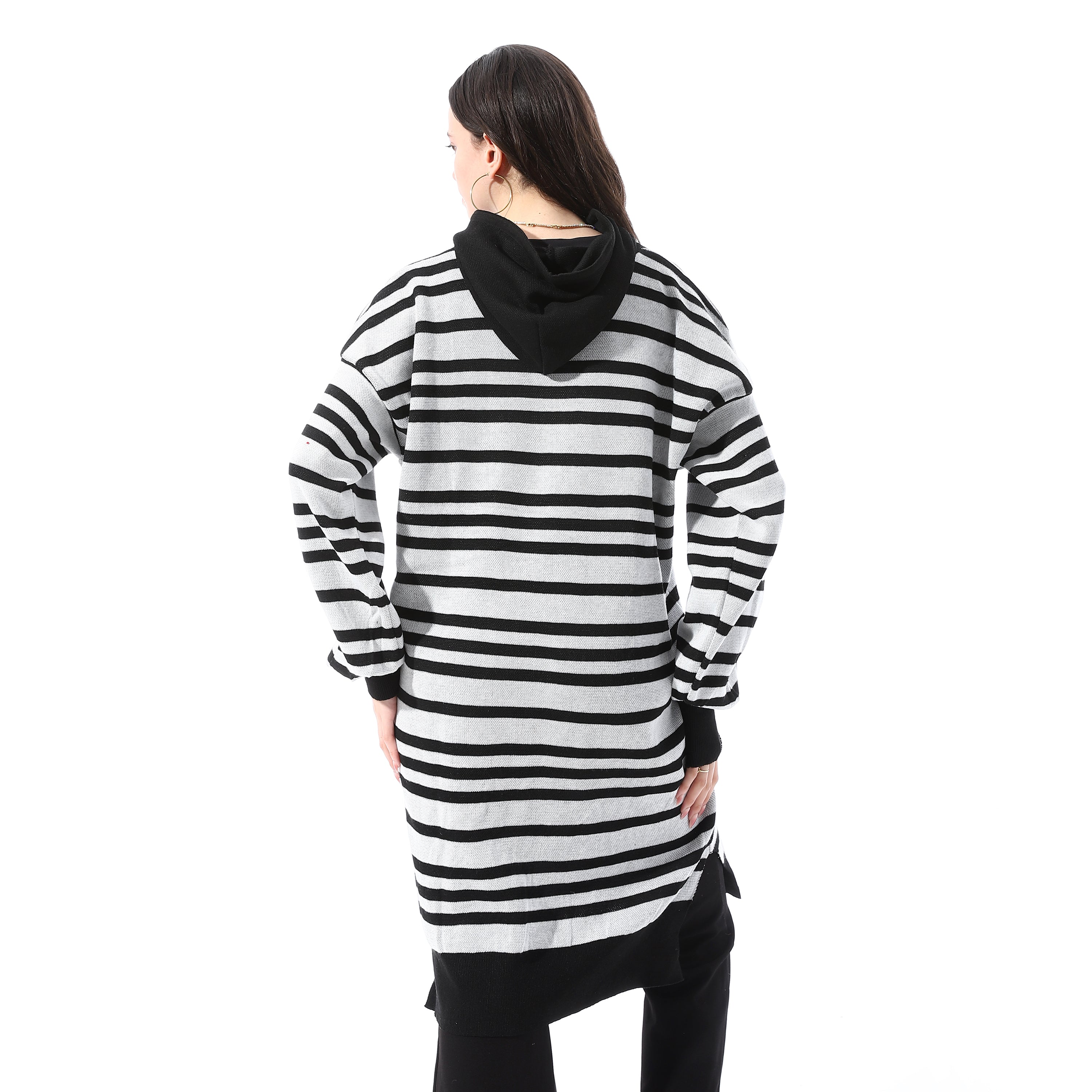 Slip_On_Striped_Long_Hoodie_-_Black_&_White