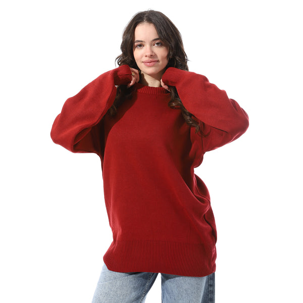Basic_Round_Neck_Slip_On_Pullover_-_Red