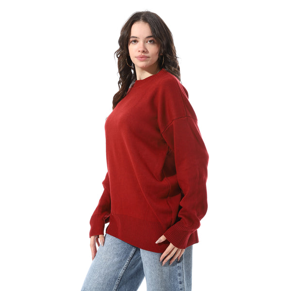Basic_Round_Neck_Slip_On_Pullover_-_Red