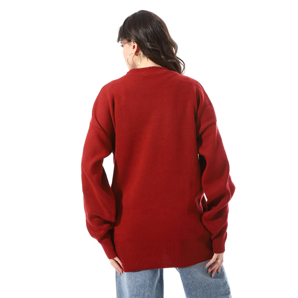 Basic_Round_Neck_Slip_On_Pullover_-_Red
