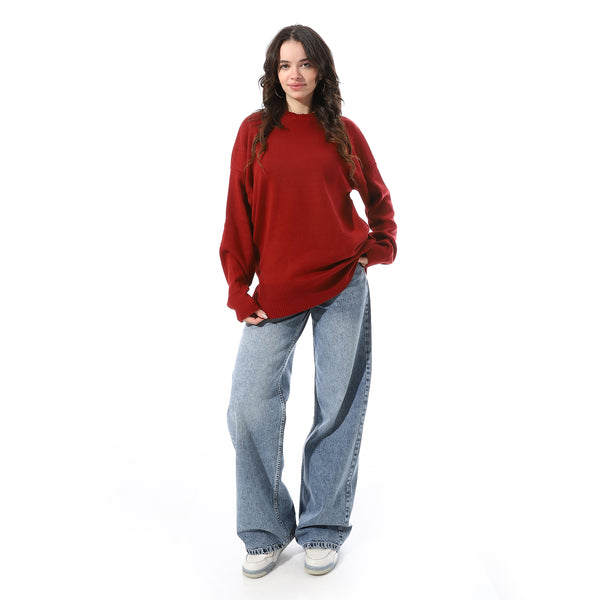 Basic_Round_Neck_Slip_On_Pullover_-_Red