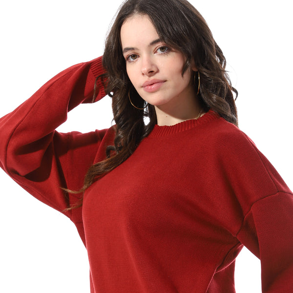 Basic_Round_Neck_Slip_On_Pullover_-_Red