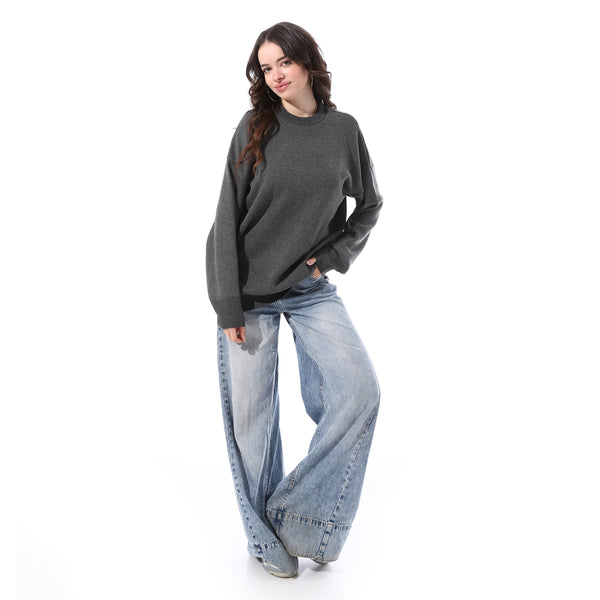 Ribbed_Hem_Slip_On_Pullover_-_Grey