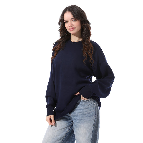 Ribbed_Hem_Slip_On_Pullover_-_Navy_Blue