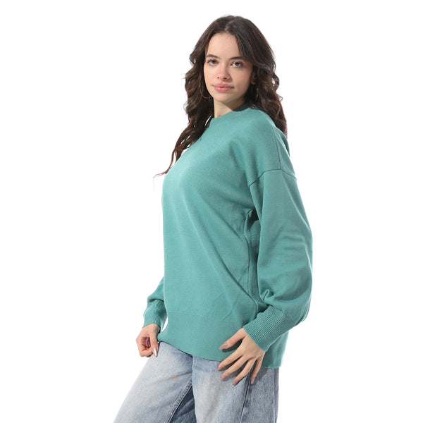 Ribbed_Hem_Slip_On_Pullover_-_Aqua_Green