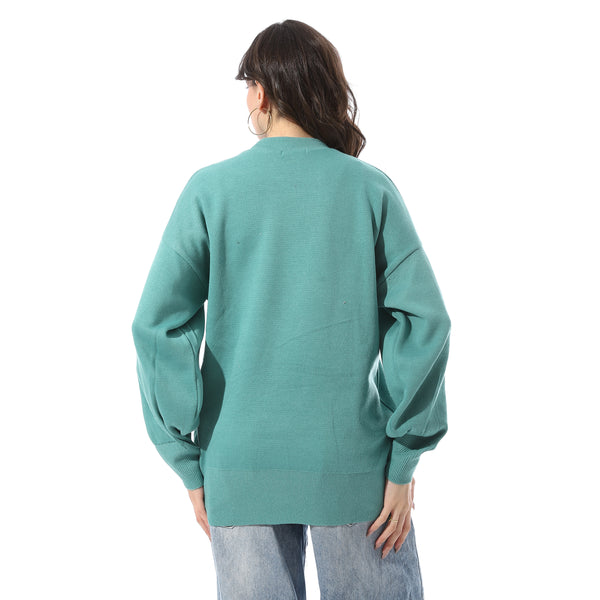 Ribbed_Hem_Slip_On_Pullover_-_Aqua_Green