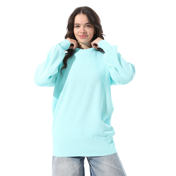 Ribbed_Hem_Slip_On_Pullover_-_Aqua_Blue