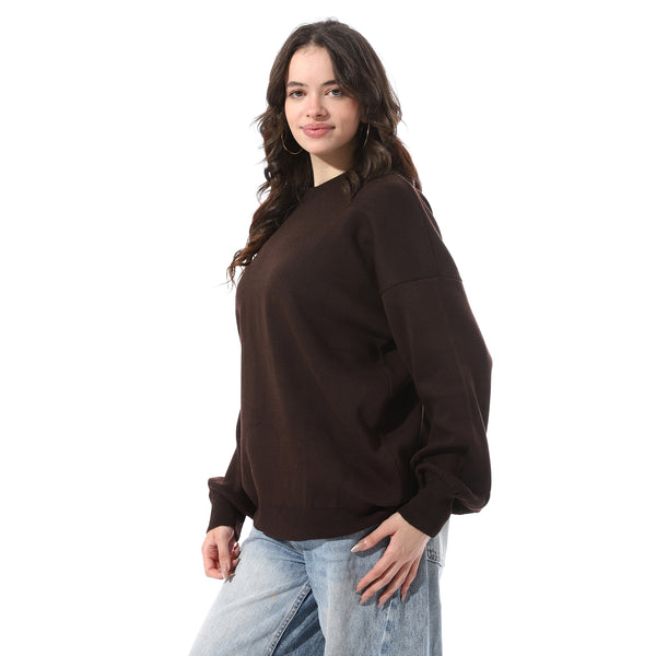 Ribbed_Hem_Slip_On_Pullover_-_Brown