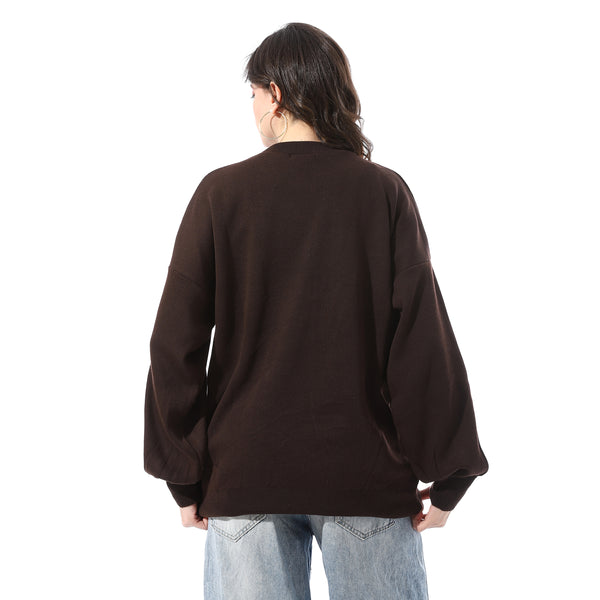 Ribbed_Hem_Slip_On_Pullover_-_Brown