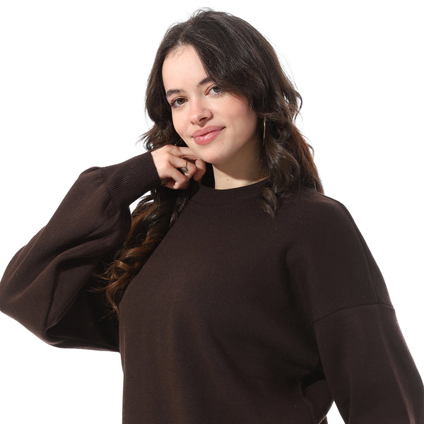 Ribbed_Hem_Slip_On_Pullover_-_Brown