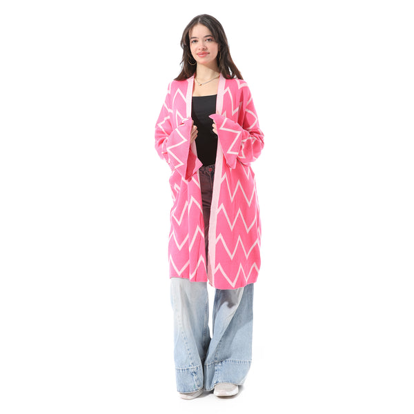 Zigzag_Open-Front_Longline_Cardigan_-_Pink