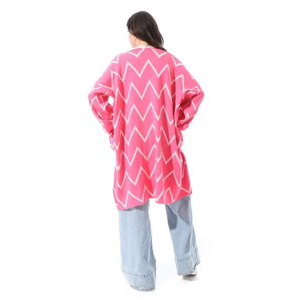Zigzag_Open-Front_Longline_Cardigan_-_Pink
