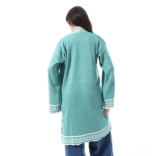 Patterned_Trim_Open_Neckline_Cardigan_-_Teal_Blue