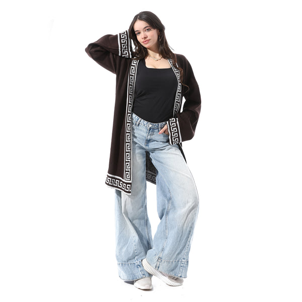 Patterned_Trim_Open_Neckline_Cardigan_-_Dark_Brown