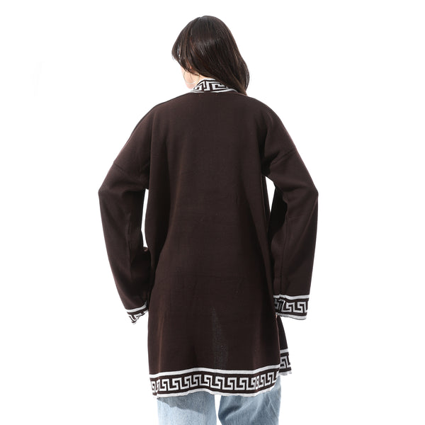 Patterned_Trim_Open_Neckline_Cardigan_-_Dark_Brown