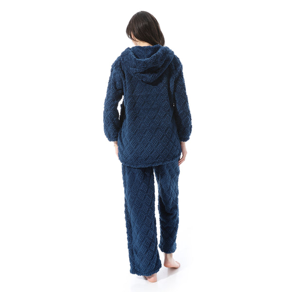 Plush_Buttoned_Comfy_Pajama_Set_-_Navy_Blue