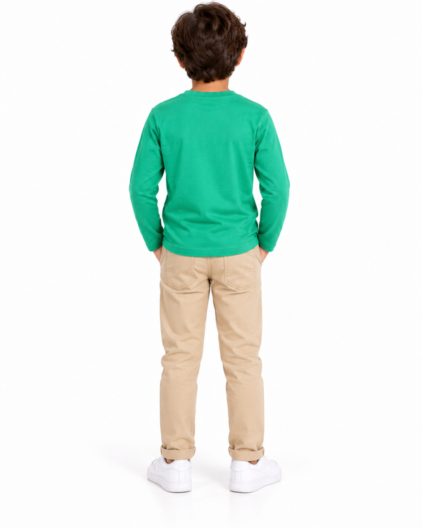 Long Sleeves Boys Cotton T-Shirt – Dark Green