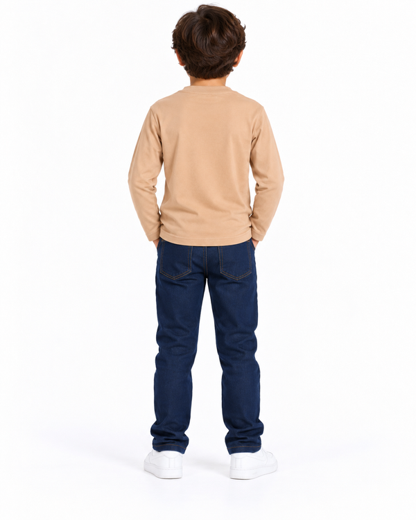 Slip On Boys Regular Fit Printed T-Shirt - Beige