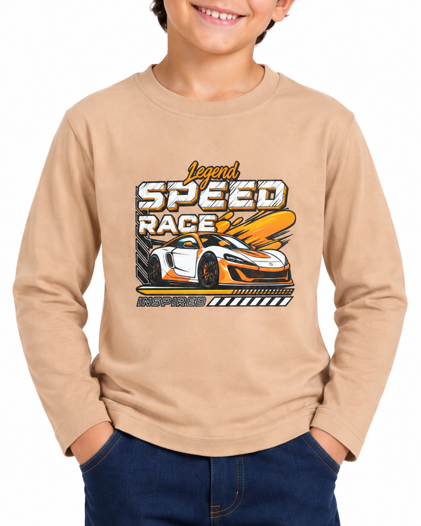 Slip On Boys Regular Fit Printed T-Shirt - Beige