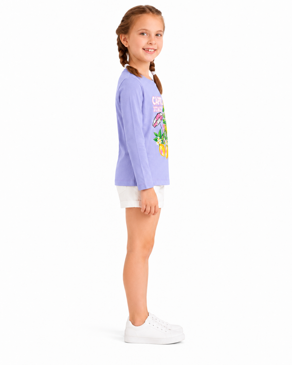 Standard Fit Printed Girls T-Shirt - Lavender