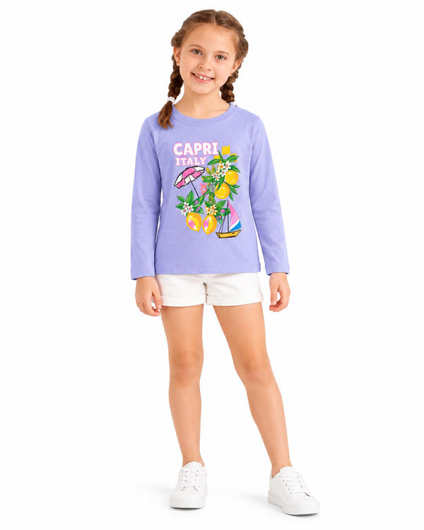 Standard Fit Printed Girls T-Shirt - Lavender