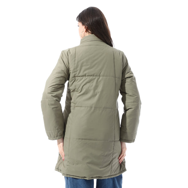 Zipper_Polyester_Coat_With_Front_Pocket_-_Olive