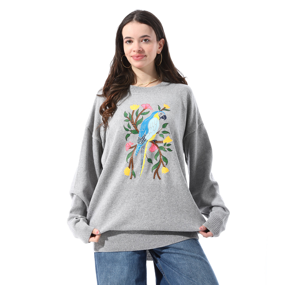 Chest_Patterned_Comfy_Knitted_Pullover_-_Light_Grey