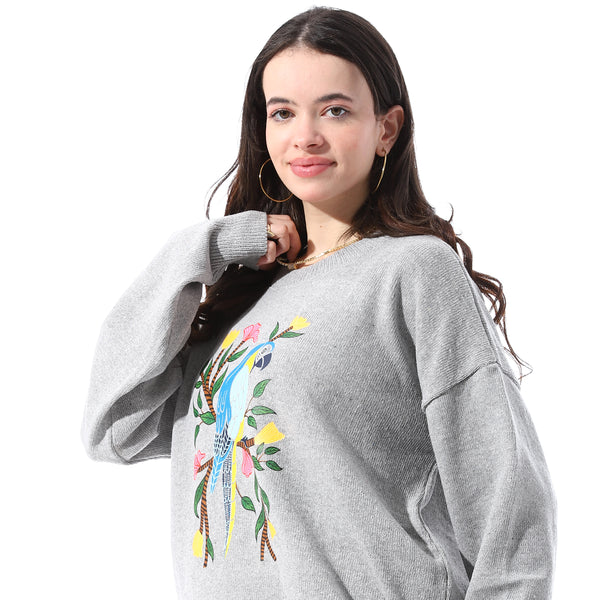 Chest_Patterned_Comfy_Knitted_Pullover_-_Light_Grey