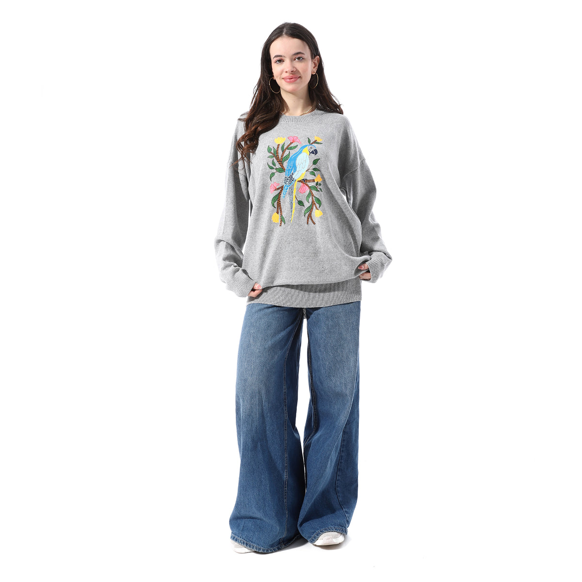 Chest_Patterned_Comfy_Knitted_Pullover_-_Light_Grey
