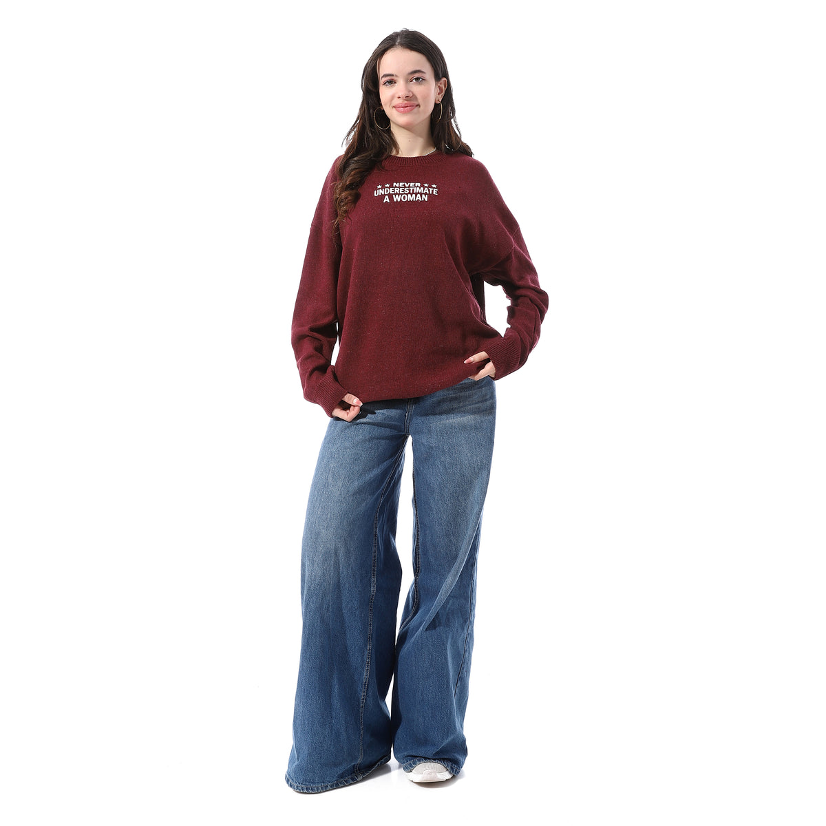 Slip_On_Pullover_With_Chest_Pattern_-_Burgundy
