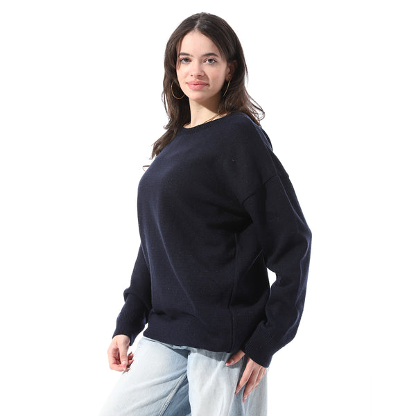 Long_Sleeves_Pullover_With_Side_Pattern_-_Navy_Blue