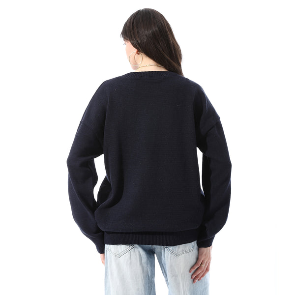 Long_Sleeves_Pullover_With_Side_Pattern_-_Navy_Blue