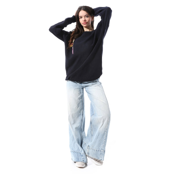 Long_Sleeves_Pullover_With_Side_Pattern_-_Navy_Blue