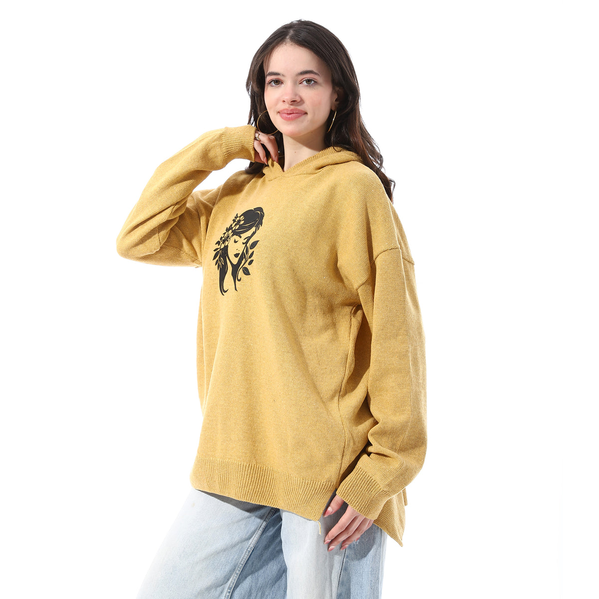 Hooded_Patterned_Slip_On_Pullover_-_Mustard