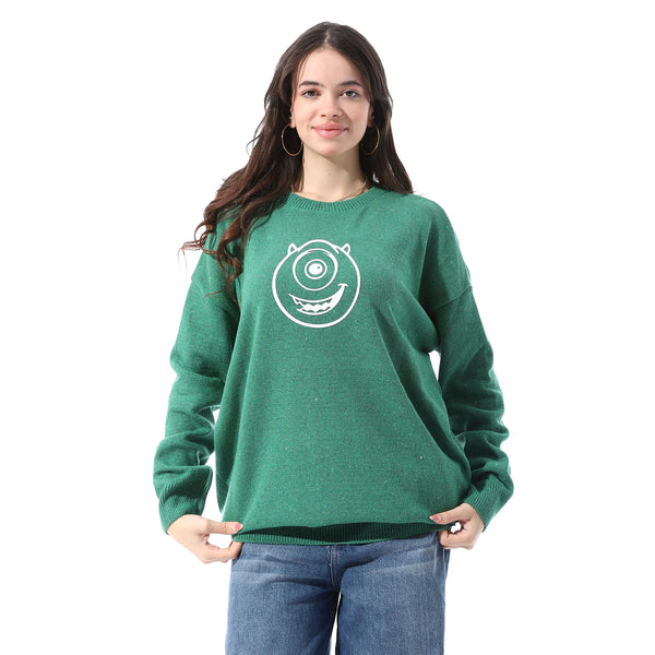 Slip_On_Pullover_With_Chest_"Smiley"_Pattern_-_Green