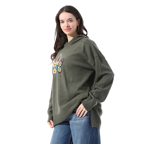 High_Low_Slip_On_Hooded_Pullover_-_Olive