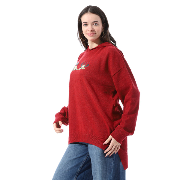 High_Low_Slip_On_Hooded_Pullover_-_Red