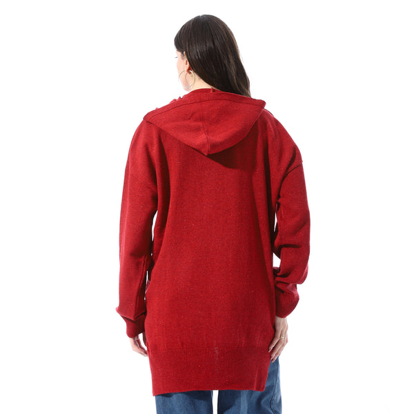High_Low_Slip_On_Hooded_Pullover_-_Red