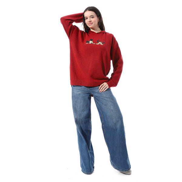 High_Low_Slip_On_Hooded_Pullover_-_Red