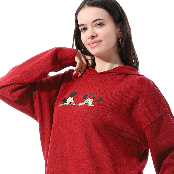 High_Low_Slip_On_Hooded_Pullover_-_Red