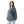 High Low Slip On Patterned Pullover - Heather Navy Blue