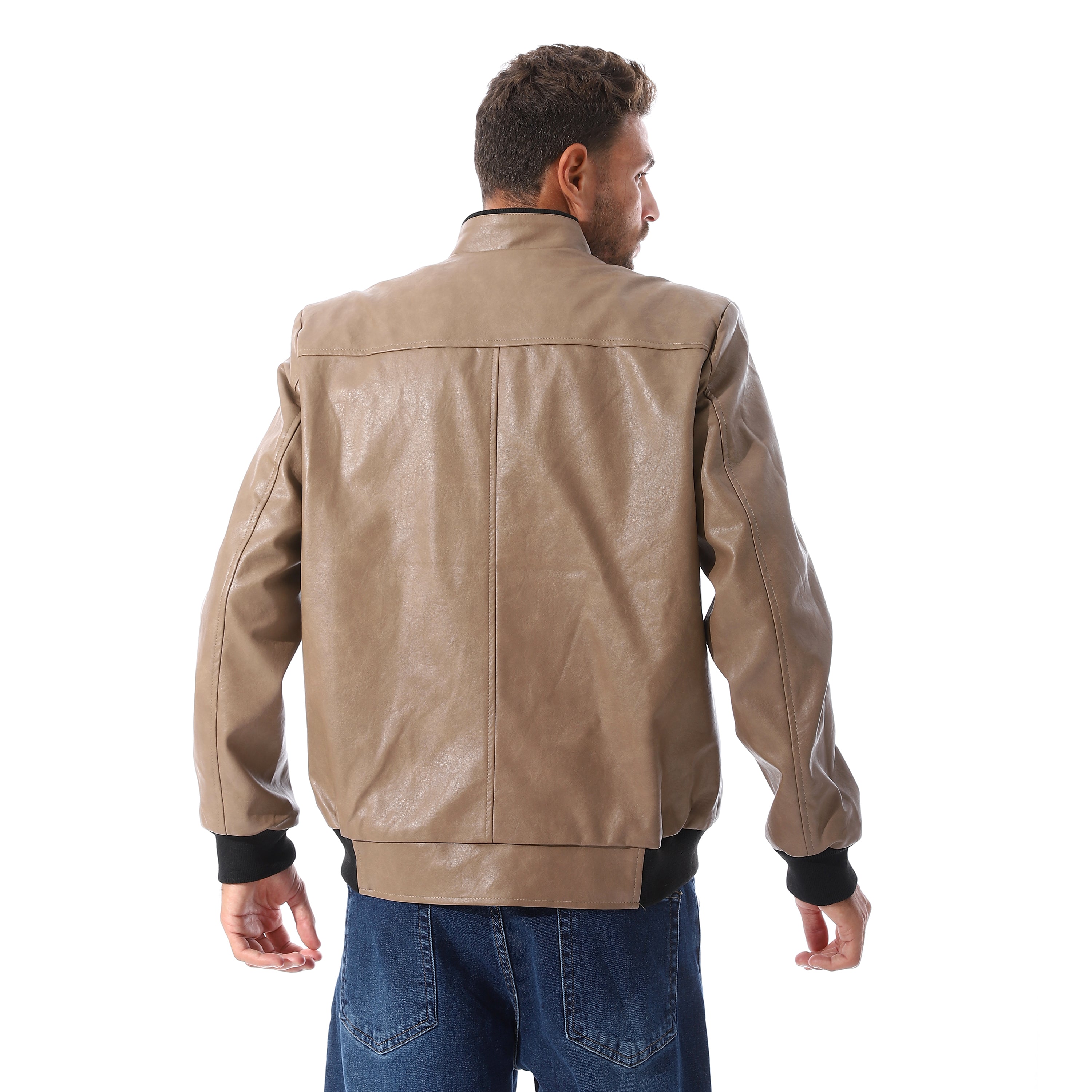 Leather_Zipper_Jacket_With_Black_Cuffs_-_Camel
