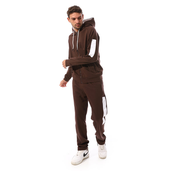 Basic_Men's_Sweatshirt_&_Pants_Comfy_Set_-_Brown