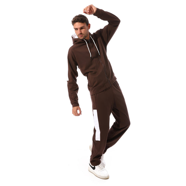 Basic_Men's_Sweatshirt_&_Pants_Comfy_Set_-_Brown