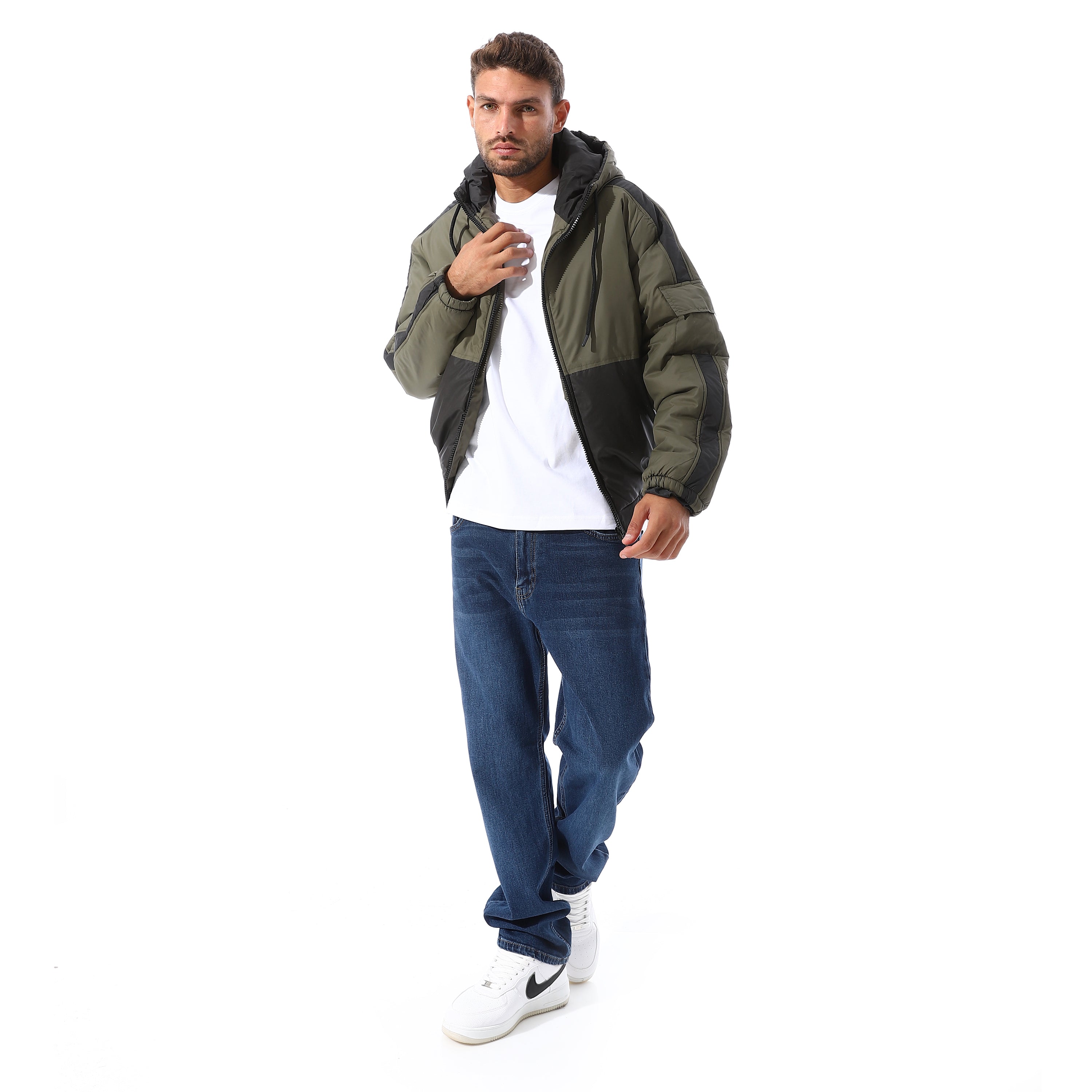 Two_Tone_Color_Block_Zipper_Jacket_-_Olive_&_Black
