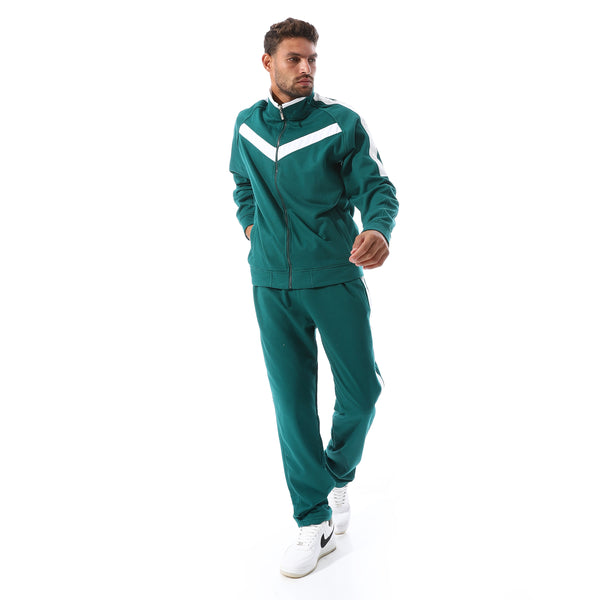 White_Chevron_Front_Accent_Tracksuit_Set_-_Turquoise